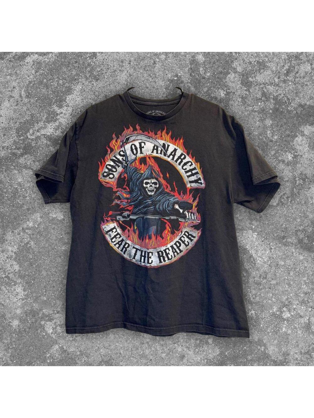 Sons Of Anarchy Fear The Reaper T Shirt XL Black Grim Skull Biker SOA TV Show